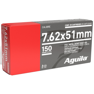Aguila 1E762110 Target & Range Rifle 7.62x51mm NATO 150gr Full Metal Jacket Boat Tail 20 Per Box/25 Case