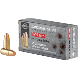 PPU RANGEMASTER 9MM LUGER - 124GR FMJ 50RD 20BX/CS