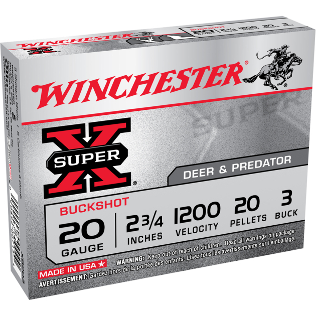 Winchester Ammo XB203VP Super X 20Gauge 2.75" 20Pellets 3Buck Shot 15 Per Box/10 Case *Value Pack