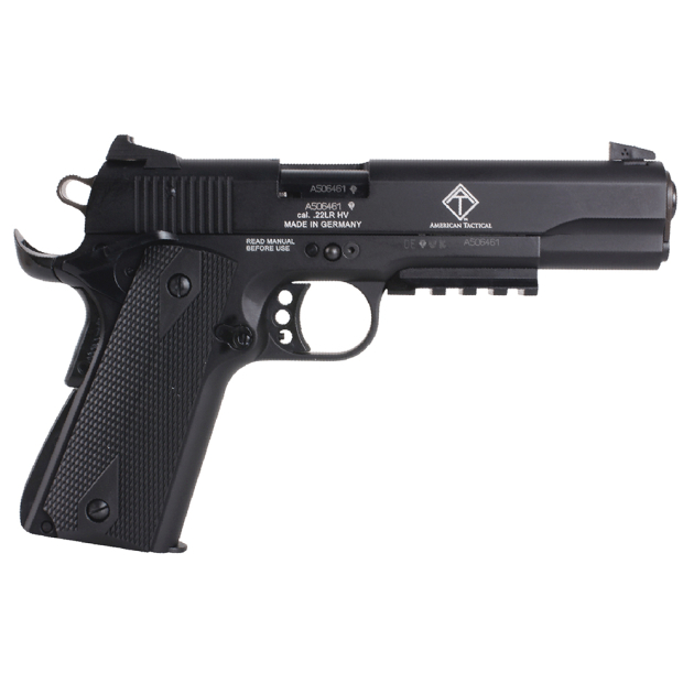 GSG GSG1911ADOP M1911 ADOP 22 LR 10+1 5" Black Steel/Threaded Barrel & Serrated Slide, Zinc Alloy w/Accessory Rail & Beavertail Frame Black Double Diamond Polymer Grip