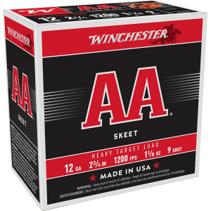 Winchester Ammo AAM129 AA Heavy 12Gauge 2.75" 1 1/8oz 9Shot 25 Per Box/10 Case