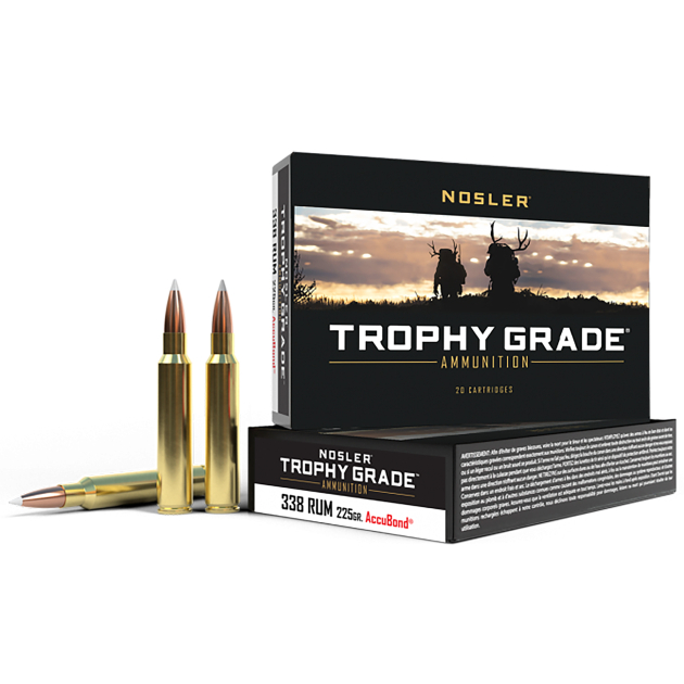 Nosler 60083 Trophy Grade 338RUM 225gr Nosler AccuBond 20 Per Box/10 Case