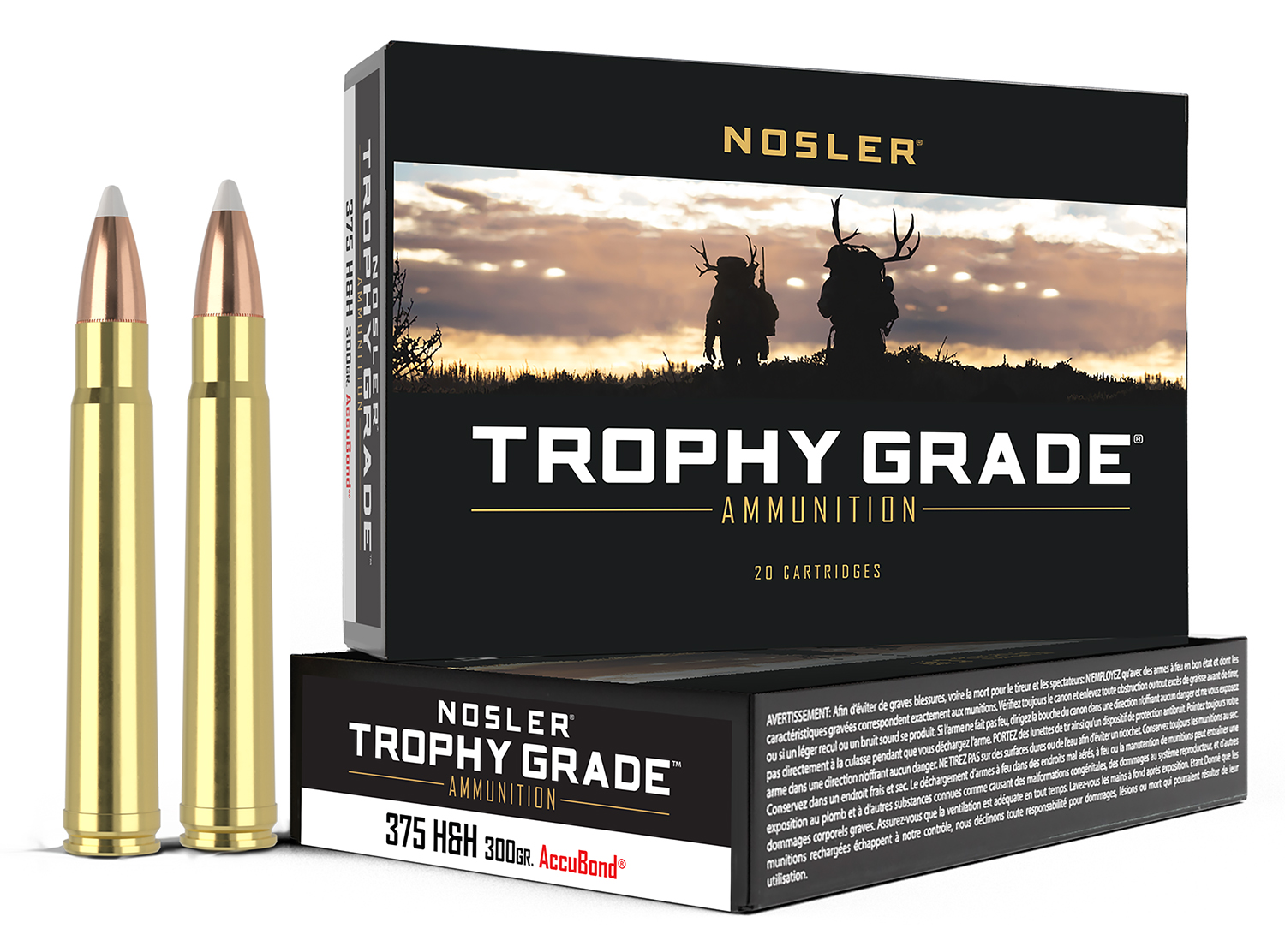 Nosler 60070 Trophy Grade 375H&HMag 300gr Nosler AccuBond 20 Per Box/10 Case