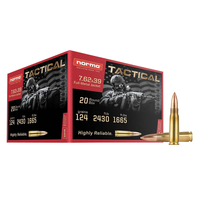 Norma Ammunition 295540020 Range & Training 7.62x39mm 124gr 20 Per Box/50 Case