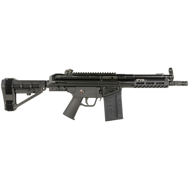 PTR PDWR BR 308 Win 20+1 8.50" Black Nitride Heavy Contour Threaded Barrel, Black Parkerized Aluminum Picatinny Rail Receiver, SB Tactical Brace, Black Polymer Grip