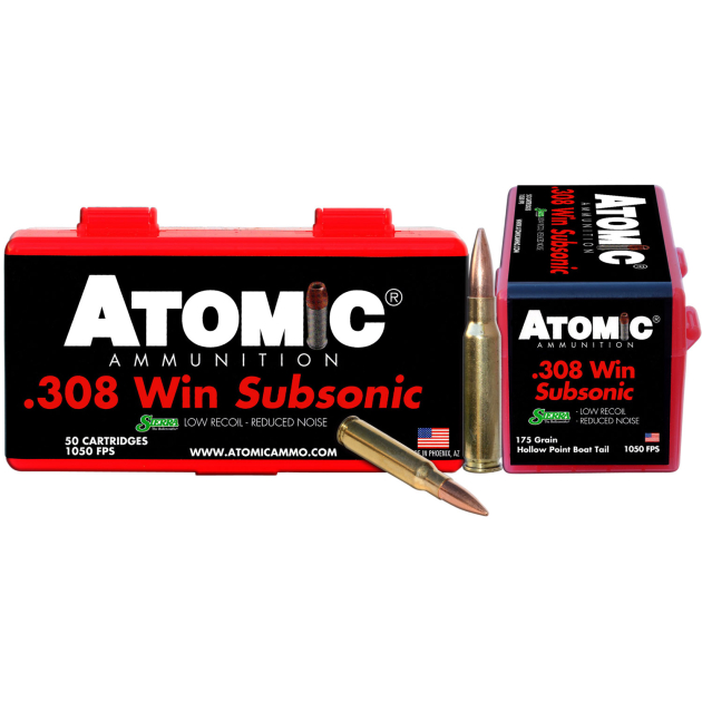Atomic Ammunition 00430 Rifle Subsonic 308 Win 175 gr SubSonic 50 Per Box/ 10 Case