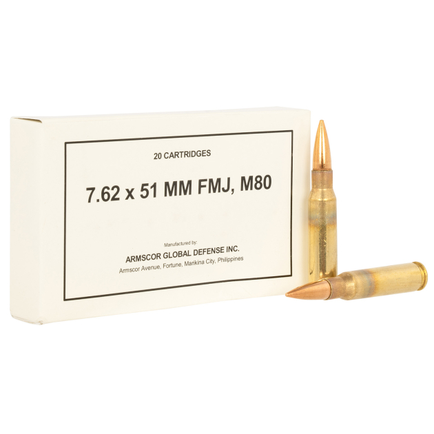 Armscor 50319 Rifle M80 7.62x51mmNATO 147gr Full Metal Jacket 20 Per Box/10 Case