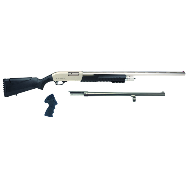 Rock Island MR25P101MC Meriva 3-in-1 Combo 12 Gauge 5+1 3" 18.50" Cylinder Bore, 28" Vent Rib Barrels Chrome Rec Black Synthetic Stock Right Hand (Full Size)