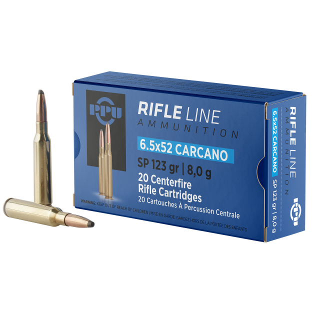 PPU PP6CS Metric Rifle 6.5x52mm Carcano 123gr Soft Point 20 Per Box/10 Case
