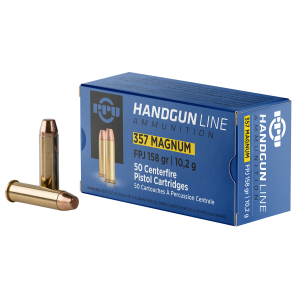 PPU PPH357MF Handgun 357Mag 158gr Flat Point Jacketed 50 Per Box/10 Case