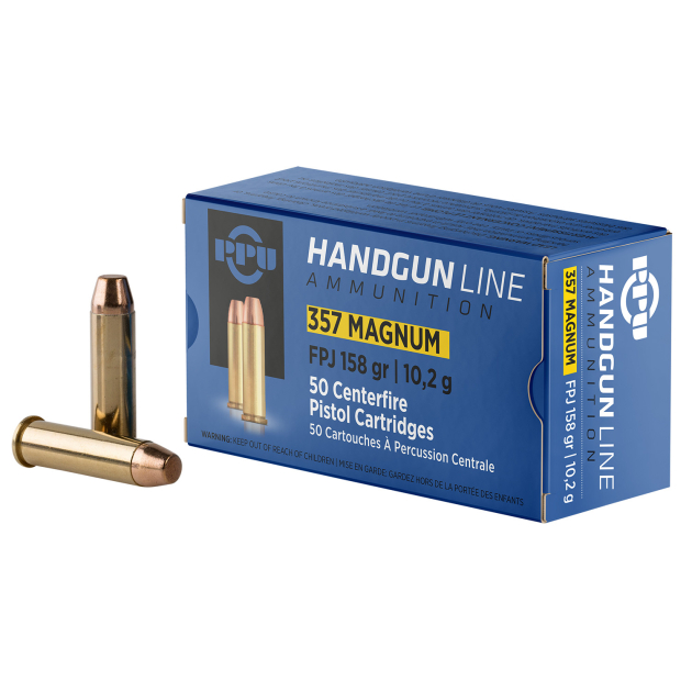 PPU PPH357MF Handgun 357Mag 158gr Flat Point Jacketed 50 Per Box/10 Case