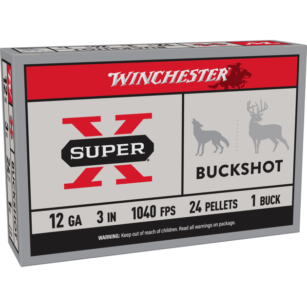 Winchester Ammo XB1231 Super X 12Gauge 3" 1Buck Shot 5 Per Box/50 Case