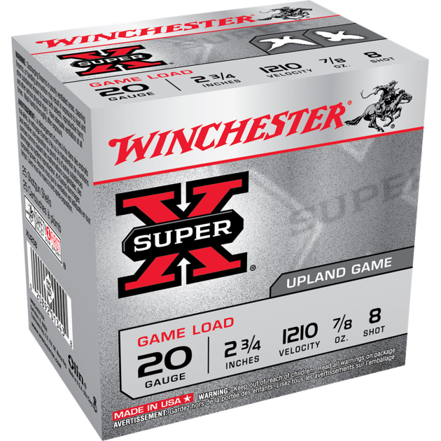 Winchester Ammo XU208 Super X Game Load 20Gauge 2.75" 7/8oz 8Shot 25 Per Box/10 Case