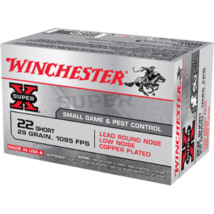 Winchester Ammo X22S Super X 22Short 29gr Lead Round Nose Low Noise Copper Plated 50 Per Box/100 Case