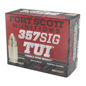 Fort Scott Munitions 357SIG095SCV Tumble Upon Impact (TUI) 357Sig 95gr Solid Copper Spun 20 Per Box/25 Case