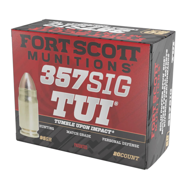 Fort Scott Munitions 357SIG095SCV Tumble Upon Impact (TUI) 357Sig 95gr Solid Copper Spun 20 Per Box/25 Case