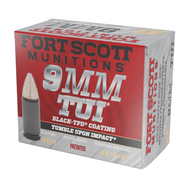 Fort Scott Munitions 9MM080SCVTPD Tumble Upon Impact (TUI)  9mmLuger 80gr Solid Copper Spun 20 Per Box/25 Case *TPD-9 Coated