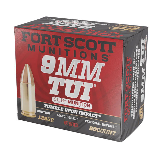 Fort Scott Munitions 9MM125SCVSS Tumble Upon Impact (TUI) 9mmLuger Subsonic 125gr Solid Copper Spun 20 Per Box/25 Case