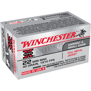 Winchester Ammo X22M Super X 22WMR 40gr Full Metal Jacket 50 Per Box/40 Case