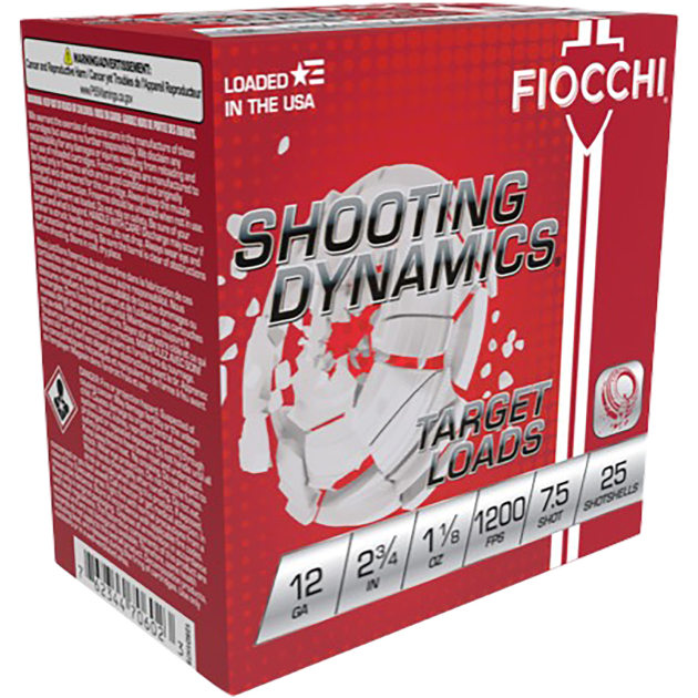 Fiocchi 12SD18H7 Shooting Dynamics Target 12Gauge 2.75" 1 1/8oz 7.5Shot 25 Per Box/10 Case