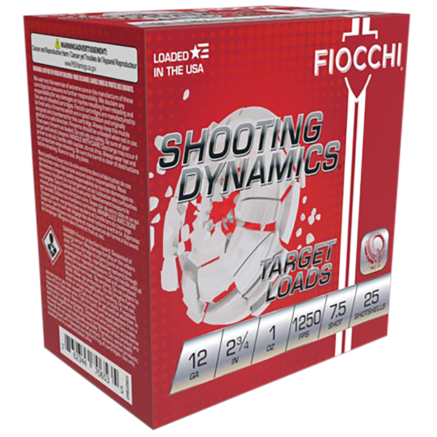 Fiocchi 12SD1X75 Shooting Dynamics 12Gauge 2.75" 1oz 7.5Shot 25 Per Box/10 Case