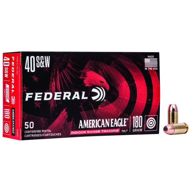 Federal AE40N1 American Eagle Indoor Range Training 40S&W 180gr Total Metal Jacket 50 Per Box/20 Case