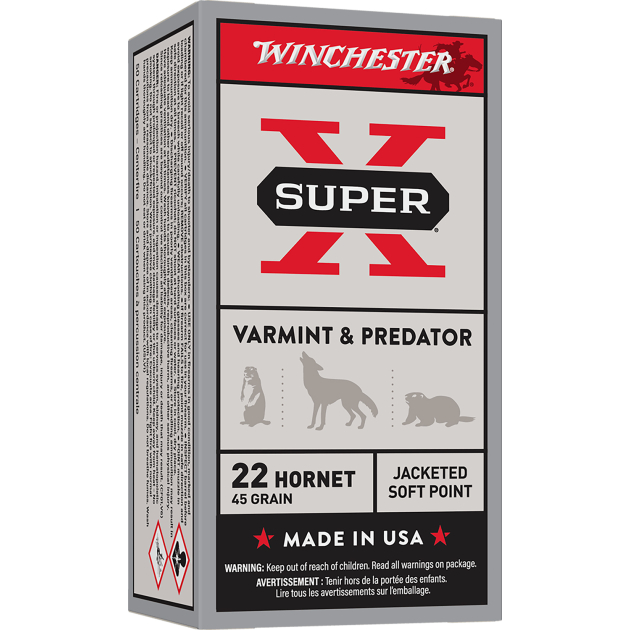 Winchester Ammo X22H1 Super X 22Hornet 45gr Jacketed Soft Point 50 Per Box/10 Case