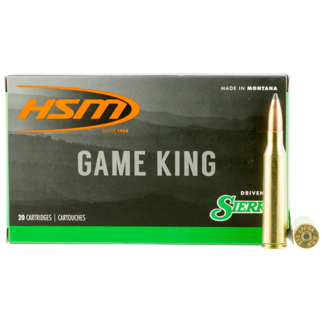 HSM 338LAPUA14N Game King 338 Lapua Mag 215 gr Sierra GameKing Spitzer Boat Tail 20 Per Box/20 Case
