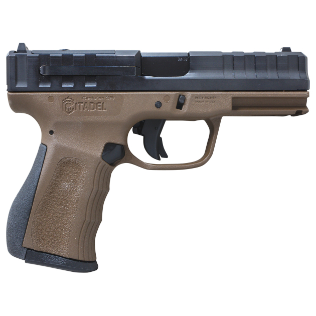 Citadel CITCP9BNZ Centurion CP9 Compact Frame 9mm Luger 14+1, 4" Black Steel Barrel, Black Optic Ready/Serrated Steel Slide, Bronze Polymer Frame & Grip