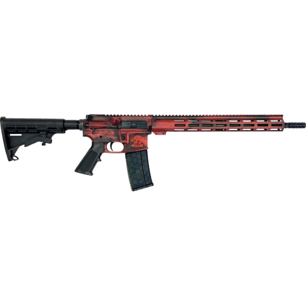 GLFA AR15 BATTLEWORN 223 WYLDE - 16" NIT BBL LIPSTICK RED