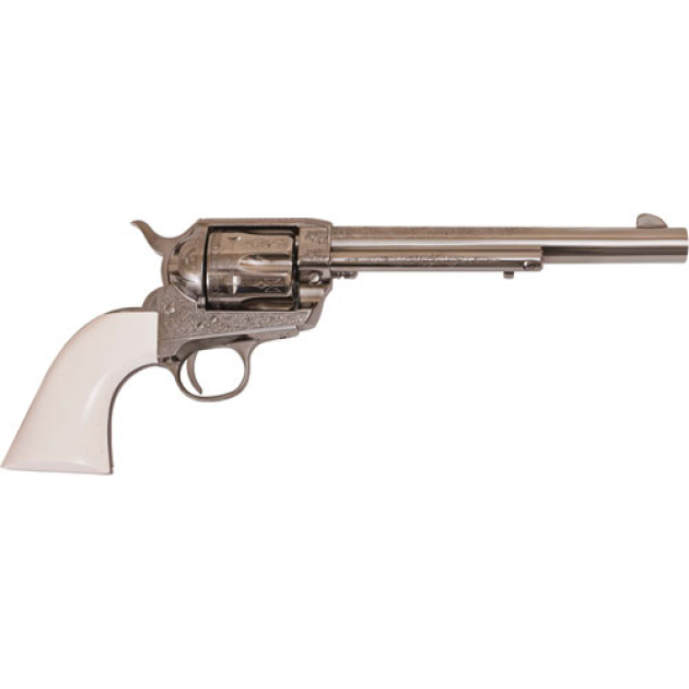 CIMARRON FRONTIER 357MAG PW FS - 7.5" ENGRAVED NICKEL/IVORY