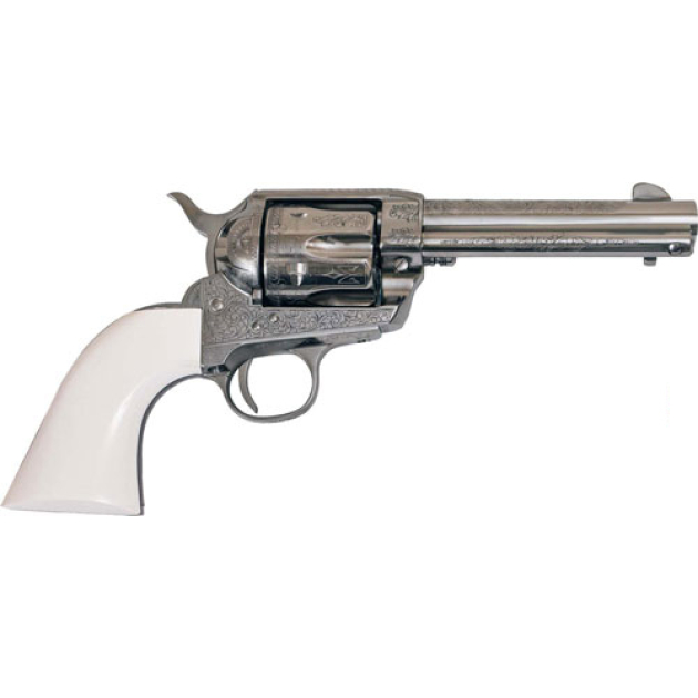 CIMARRON FRONTIER 357MAG PW FS - 4.75" ENGRAVED NICKEL/IVORY