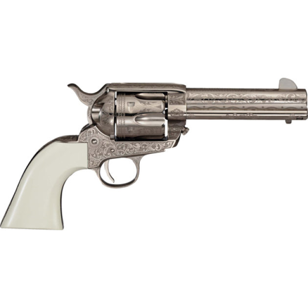CIMARRON MELDRUM 357MAG PW FS - 4.75" ENGRAVED NICKEL/IVORY