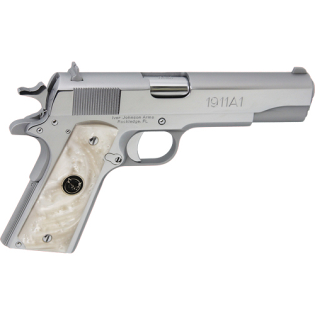 IVER JOHNSON 1911A1 45ACP 5" - FS 8RD CHROME WHITE PEARL GRIP