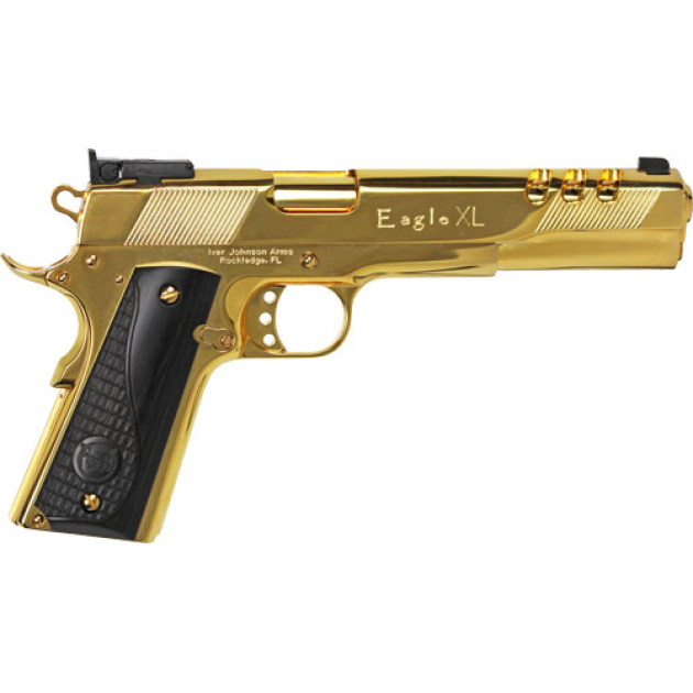 IVER JOHNSON EAGLE XL PORTED - 45ACP 6" 24K GOLD BLACK WOOD
