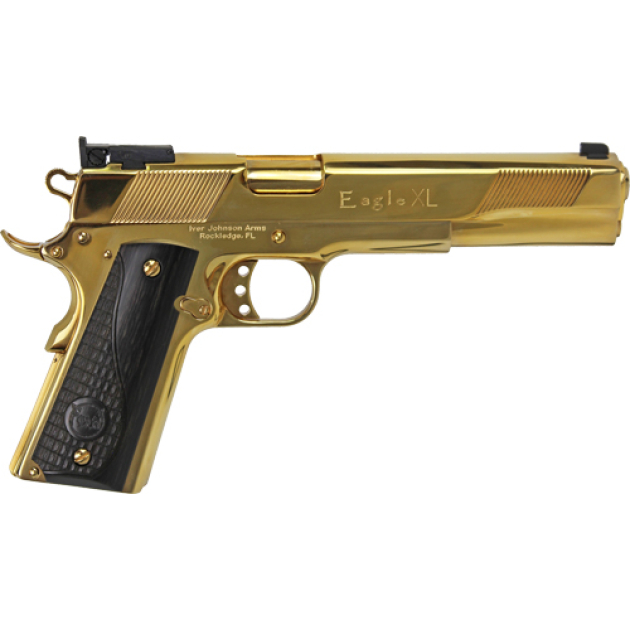 IVER JOHNSON EAGLE XL - 45ACP 6" 24K GOLD BLACK WOOD