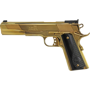 IVER JOHNSON EAGLE XL - 45ACP 6" 24K GOLD BLACK WOOD - Image 2