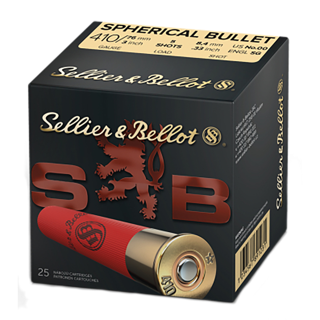 Sellier & Bellot SB410B Hunting 410 Gauge 3" 5 Pellets 5/8oz Spherical 00 Buck Shot 25 Box/20 Case