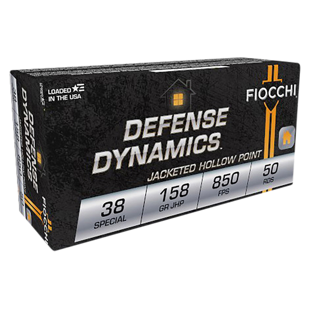 Fiocchi 38B Defense Dynamics 38Special 158gr Jacketed Hollow Point 50 Per Box/20 Case