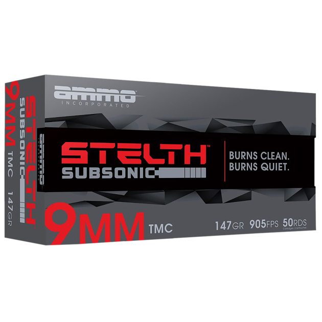Ammo Inc 9147TMCSTL stelTH 9mm Luger 147gr Total Metal Case 50 Per Box/20 Case