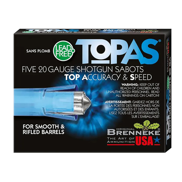 Brenneke SL202TOPN TOPAS 20Gauge 2.75" 1/2oz Sabot Slug Shot 5 Per Box/50 Case