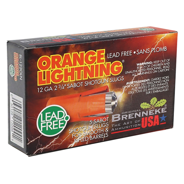 Brenneke SL122OLN Orange Lightning 12Gauge 2.75" 2/3oz Slug Shot 5 Per Box/50 Case
