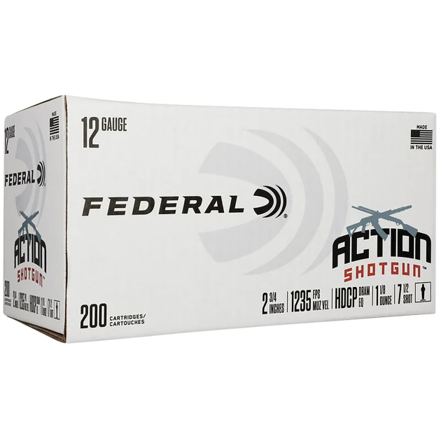 Federal AS12H75 Action Shotgun 12Gauge 2.75" 1 1/8oz 7.5Shot 200 Per Box/1 Case