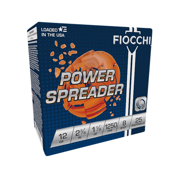 Fiocchi 12SSCX8 Exacta Target Power Spreader 12Gauge 2.75" 1 1/8oz 8Shot 25 Per Box/10 Case