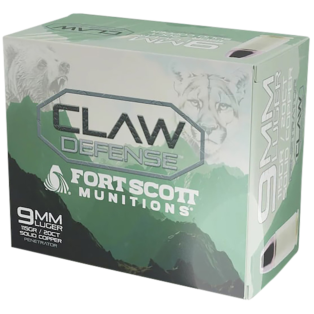 Fort Scott Munitions 9MM115SCVFNCD Claw Defense  9mm 115gr 20 Per Box/25 Case