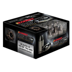 Barnes Bullets 21555 TAC-XPD Defense Handgun 45ACP +P 185gr 20 Per Box/10 Case