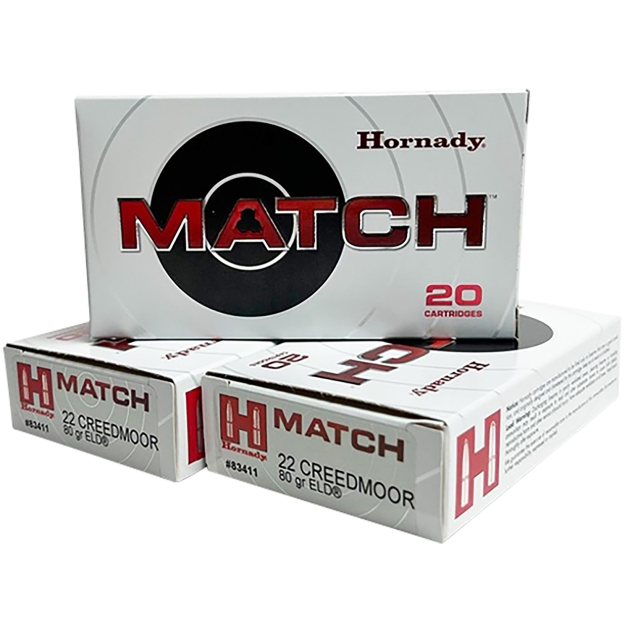 Hornady 83411 Match  22Creedmoor 80gr Extremely Low Drag-Match 20 Per Box/10 Case