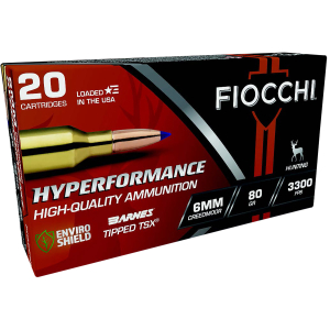 Fiocchi 6CMTT Hyperformance 6mm Creedmoor 80gr Barnes Tipped TSX 20 Per Box/10 Case