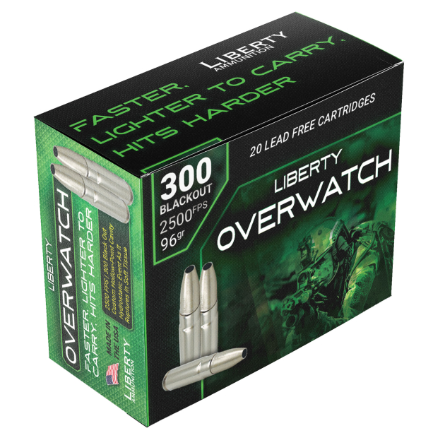 Liberty Ammunition LAOW300962500 OverWatch  300Blackout 96gr Open Cavity Design 20 Per Box/50 Case