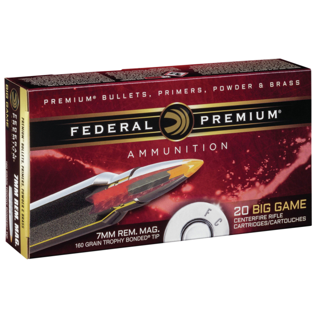 Federal PR7TT1 Premium  7mmRemMag 160gr Trophy Bonded Tip 20 Per Box/10 Case